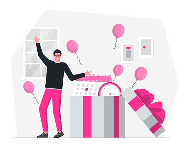 A man having a small party in the office thanks to the good vibes he gets whilst working at Be Vocal
